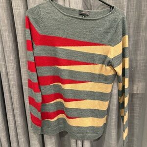 The Limited Grey gold red Striped Sweater M Woolf blend top shirt geometric warm